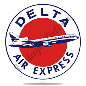 Delta Air Lines Air Express Vintage Bag Sticker Round Sandstone Coaster