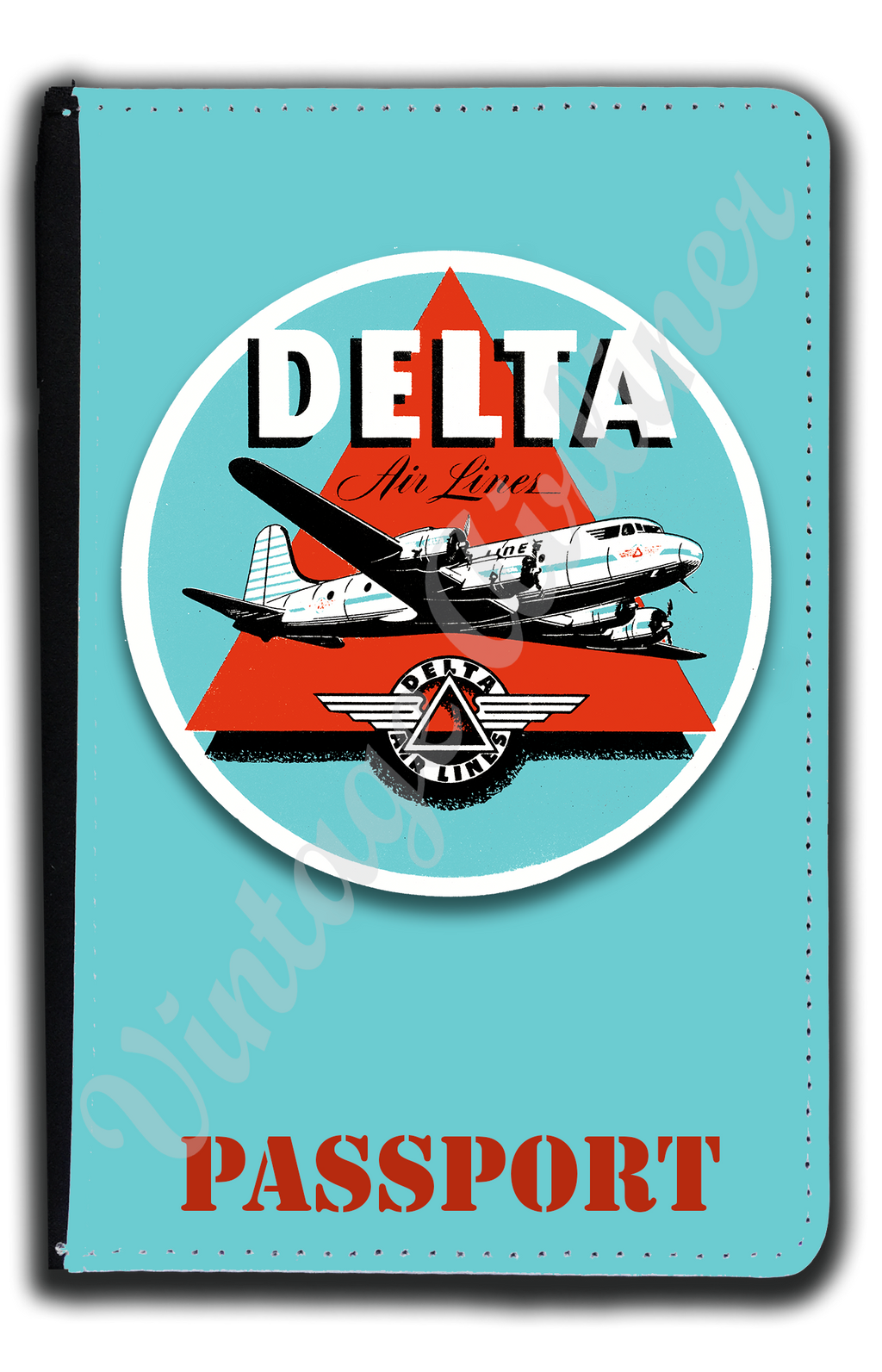Delta Air Lines 1950's Blue Bag Sticker Passport Case