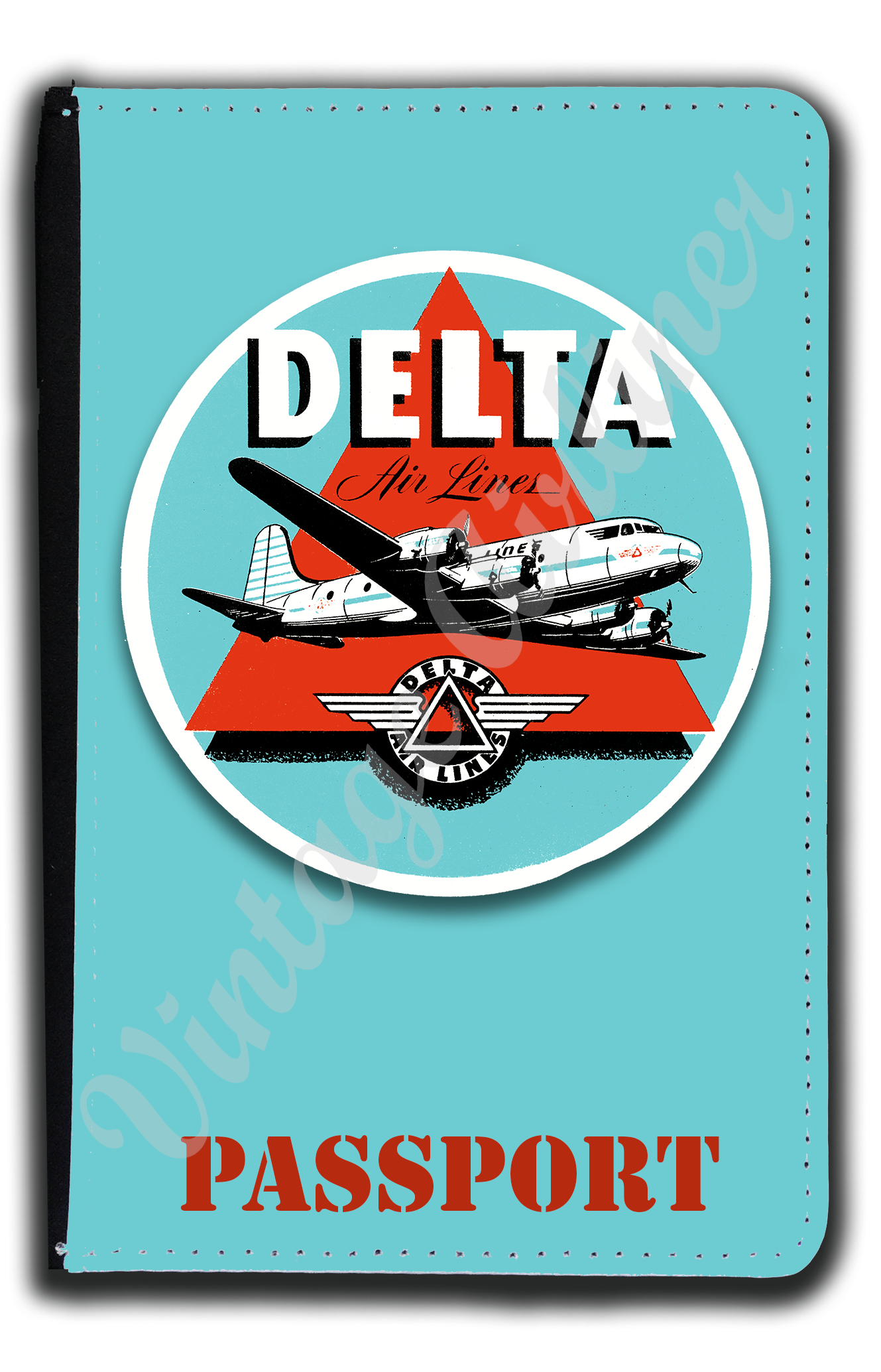 Delta Air Lines 1950's Blue Bag Sticker Passport Case