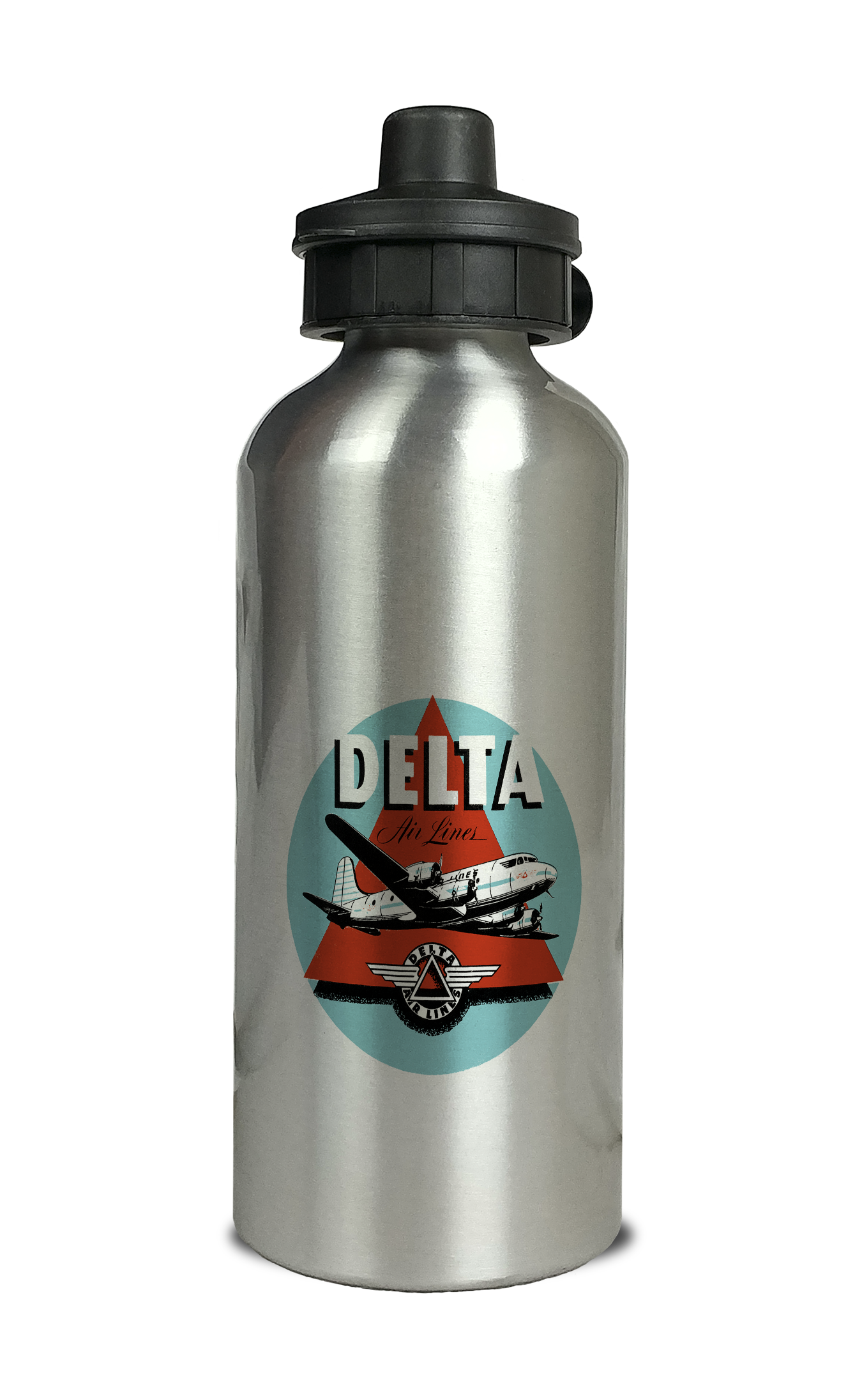 Delta Air Lines Vintage 1950's Light Blue Aluminum Water Bottle