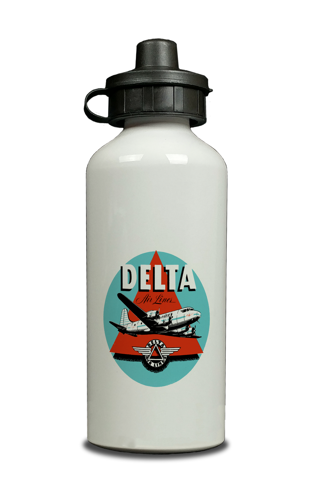Delta Air Lines Vintage 1950's Light Blue Aluminum Water Bottle