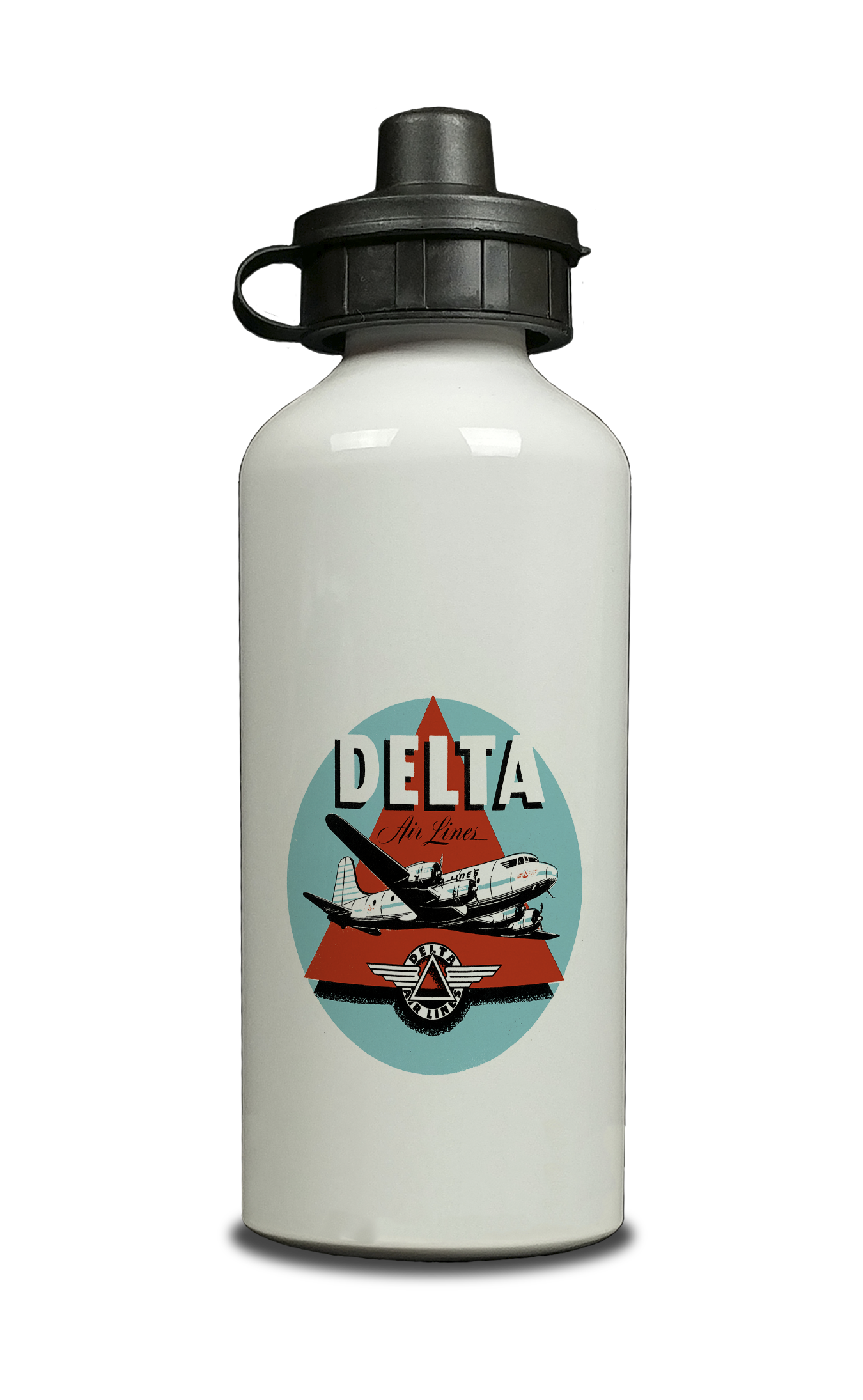 Delta Air Lines Vintage 1950's Light Blue Aluminum Water Bottle