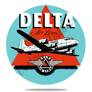 Delta Air Lines Vintage 1950's Light Blue Round Sandstone Coaster