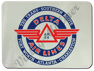Delta Air Lines Trans-Southern Route Bag Sticker Glass Cutting Board