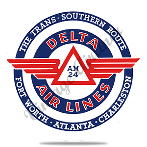 Delta Air Lines Vintage Trans-Southern Route Blue Round Sandstone Coaster