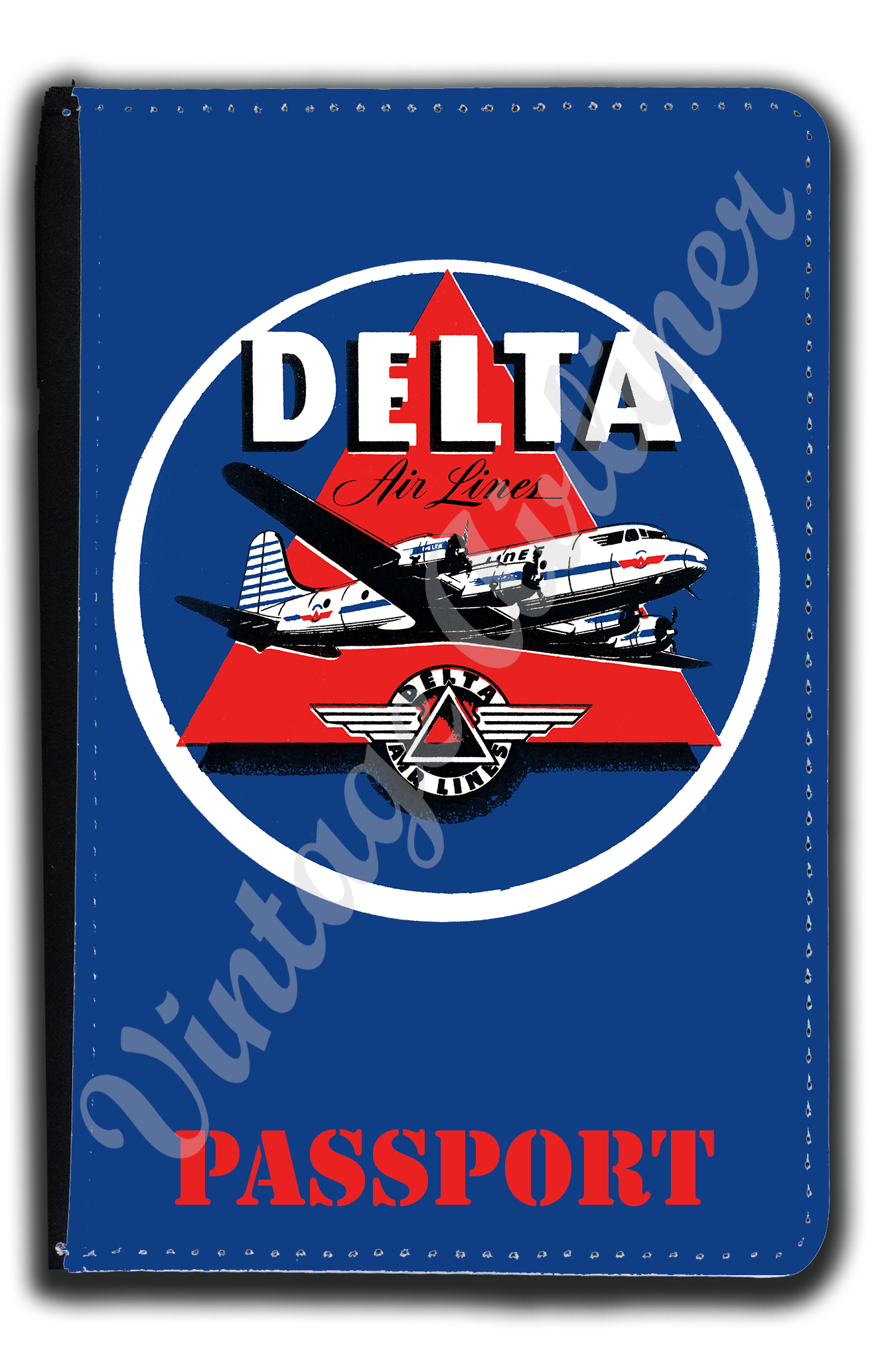 Delta Air Lines 1950's Dark Blue Bag Sticker Passport Case