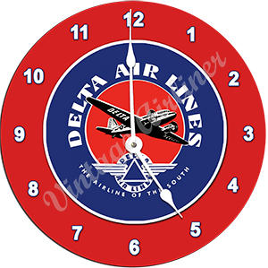 Delta Air Lines 1940's Vintage Bag Sticker Wall Clock