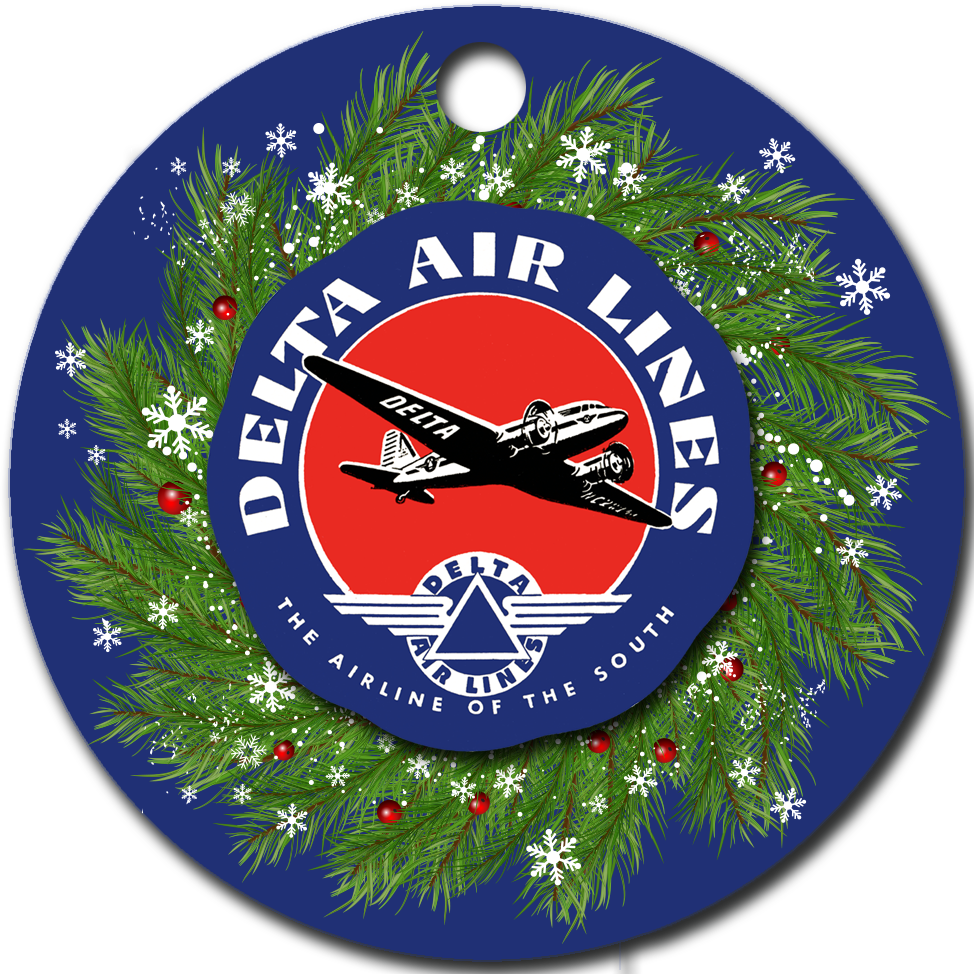 Delta Air Lines Vintage 1940's Airline of the South Logo Ornaments