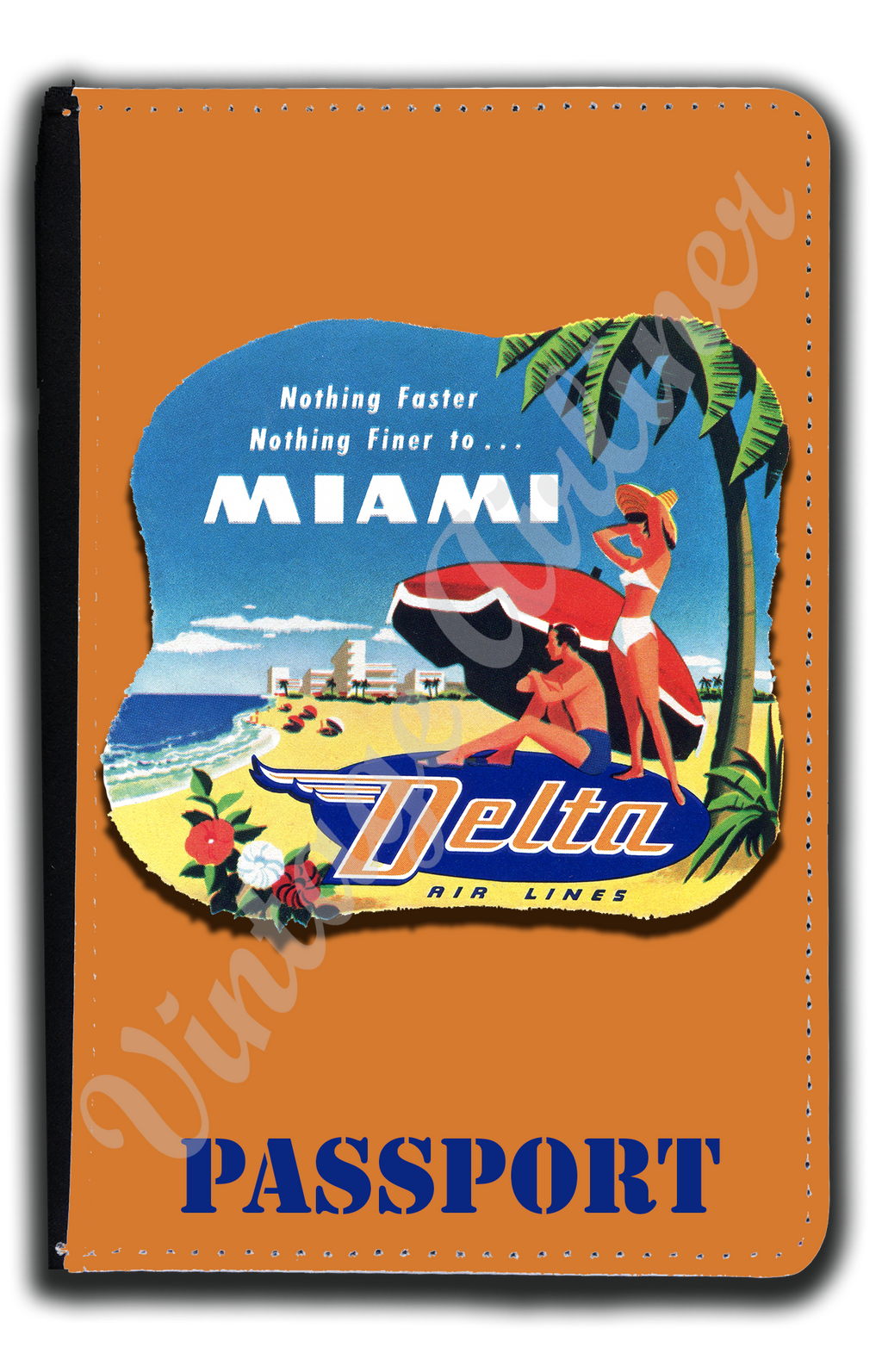 Delta Air Lines Vintage Miami Bag Sticker Passport Case