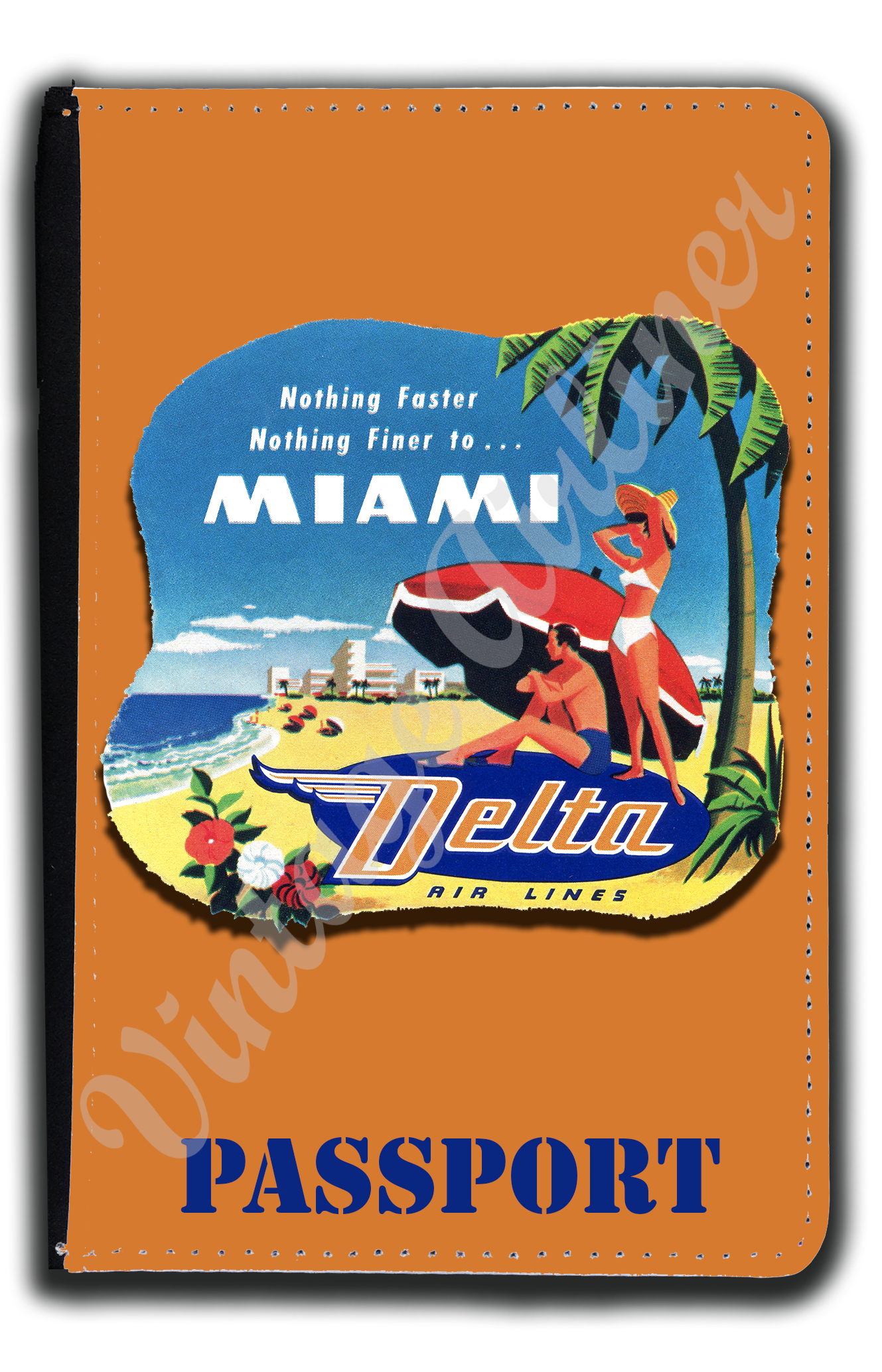 Delta Air Lines Vintage Miami Bag Sticker Passport Case