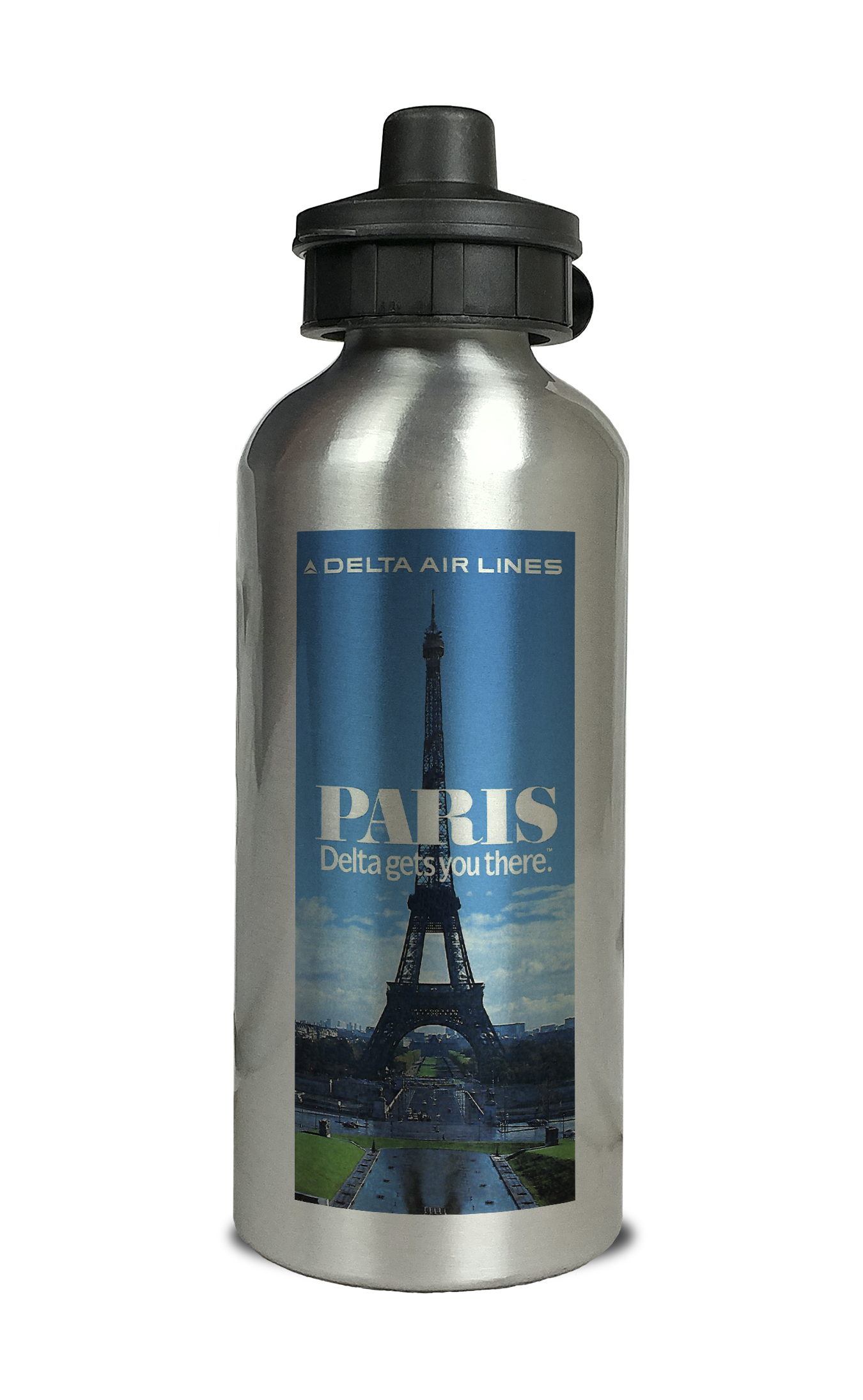 Delta Air Lines Paris Timetable Cover Aluminum Water Bottle