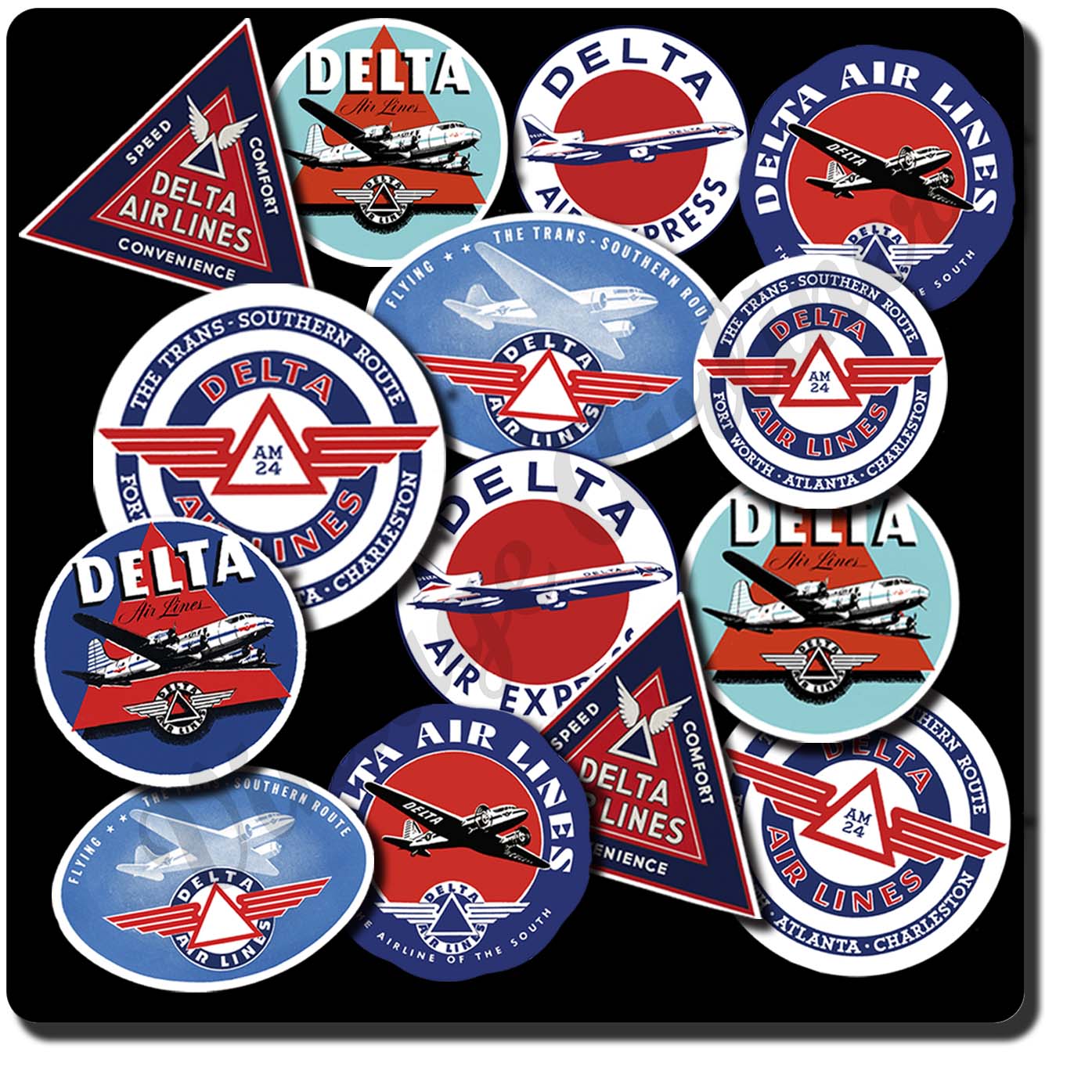 Delta Airline Collage Square Sandstone Coaster