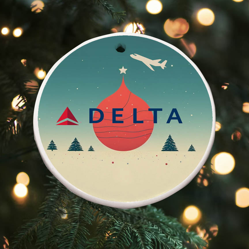 Delta Air Lines Holiday Round Ceramic Ornaments