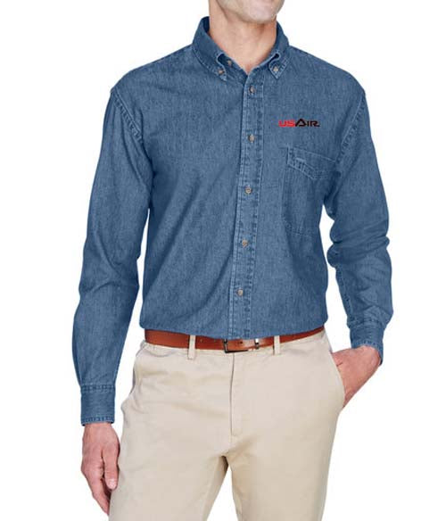 US AIR 1979 Logo Left Chest Long Sleeve Denim Shirt