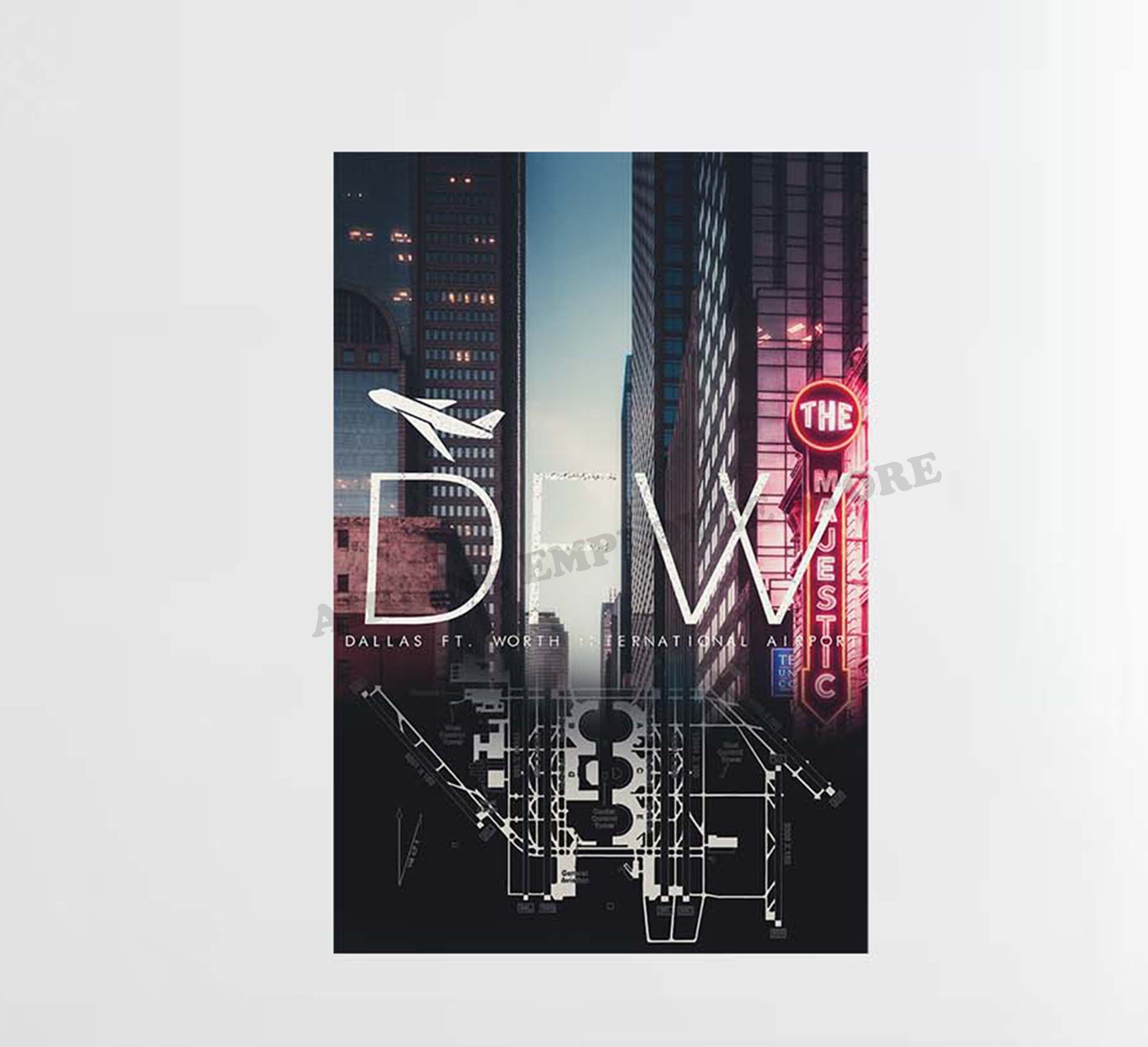 DFW Skyline International Design Decal Stickers