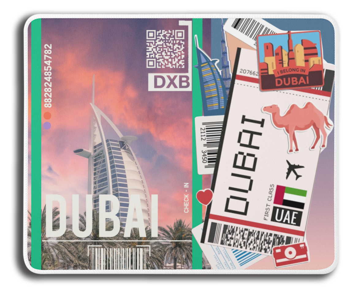 Ticket To Dubai Collage Mousepad