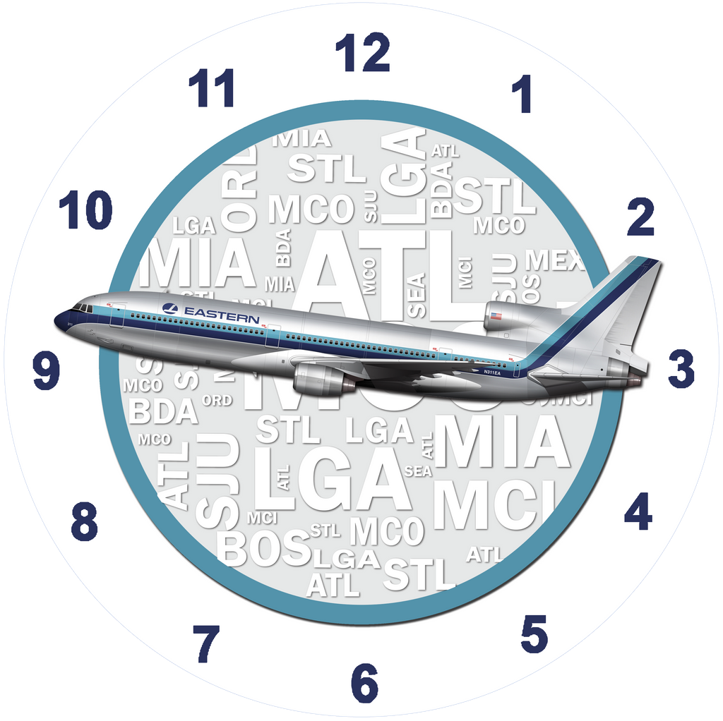 Eastern Air Lines L1011 Silver Livery Wall Clock