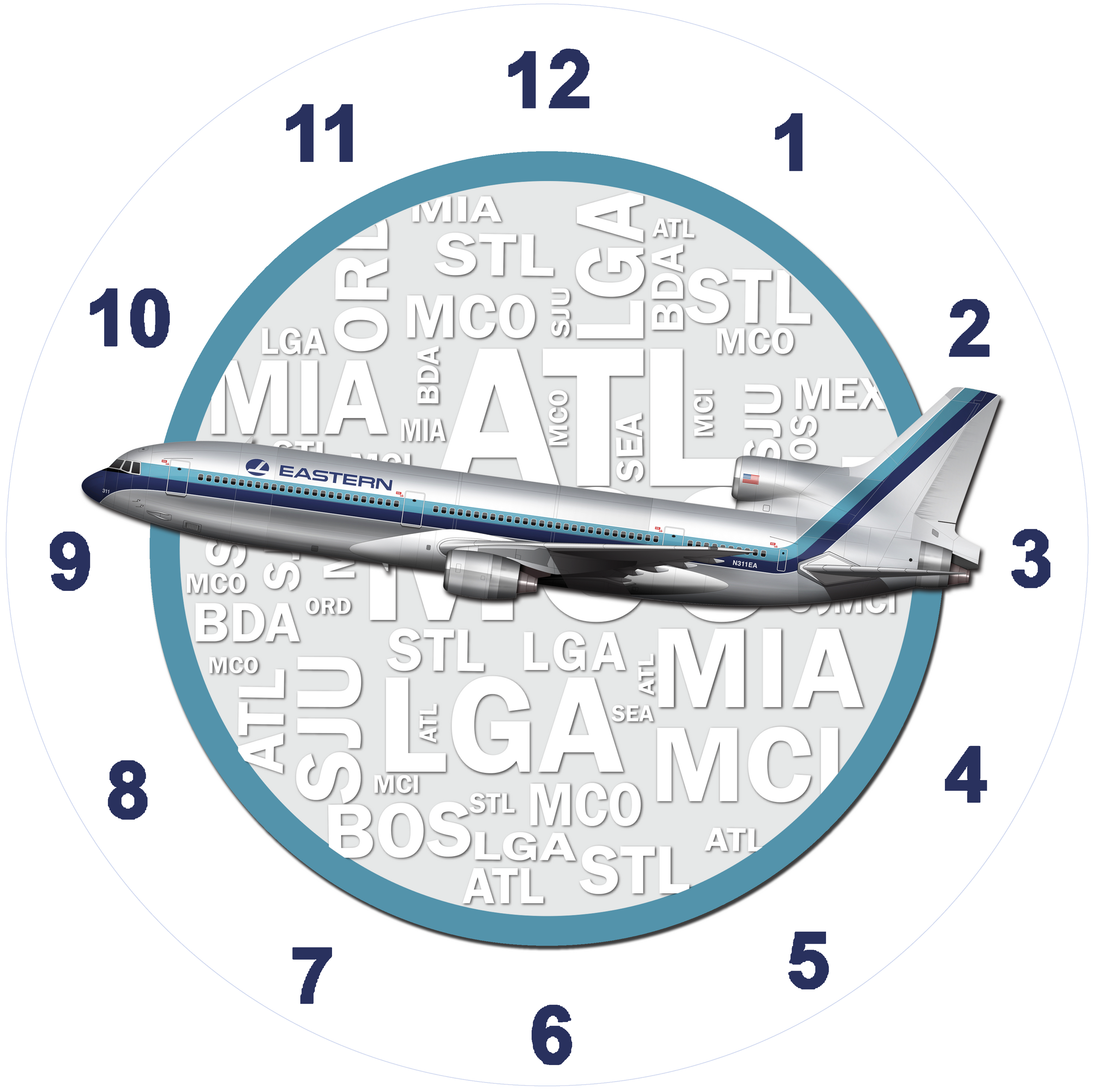 Eastern Air Lines L1011 Silver Livery Wall Clock
