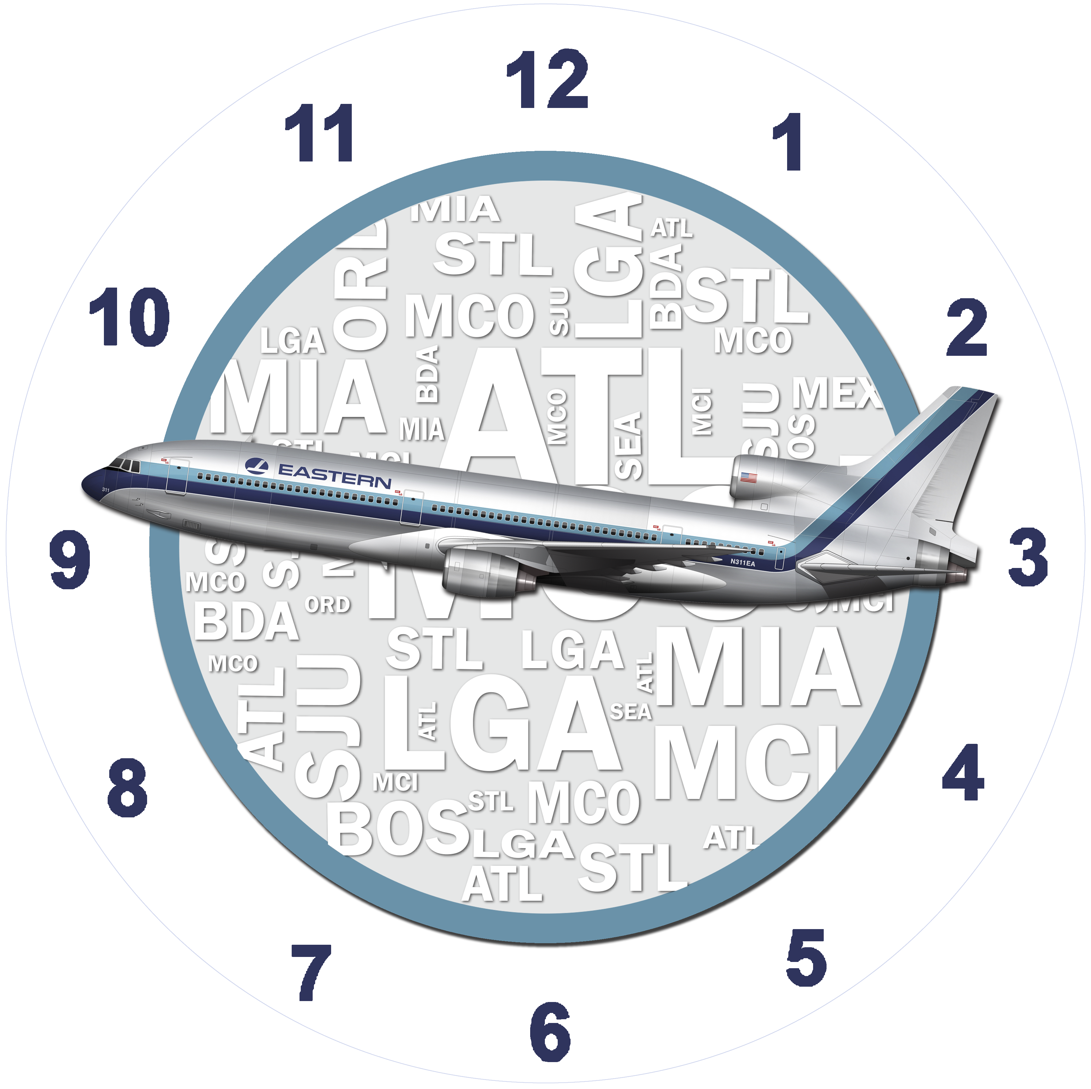 Eastern Air Lines L1011 Silver Livery Wall Clock