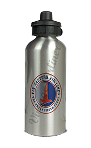 Eastern Air Lines 1940's Silver Fleet White Bag Sticker Aluminum Water Bottle