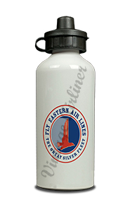 Eastern Air Lines 1940's Silver Fleet White Bag Sticker Aluminum Water Bottle