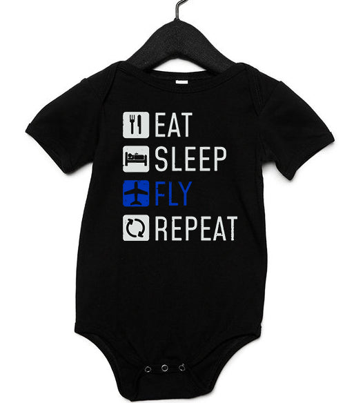"Eat Sleep Fly Repeat" Infant Onesie