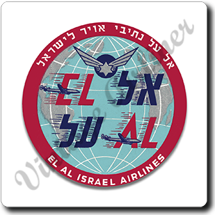 El Al Vintage Bag Sticker Square Sandstone Coaster