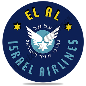 El Al 1950's Vintage Bag Sticker Round Sandstone Coaster
