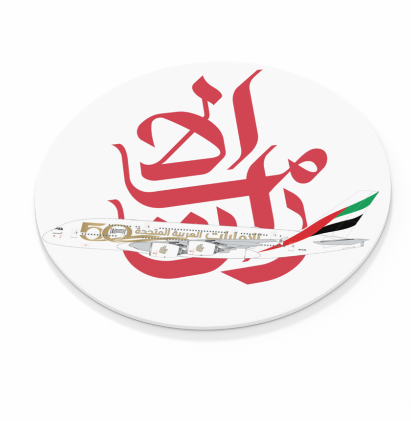 Emirates Logo w/ Livery  -  Round Sandstone Coaster