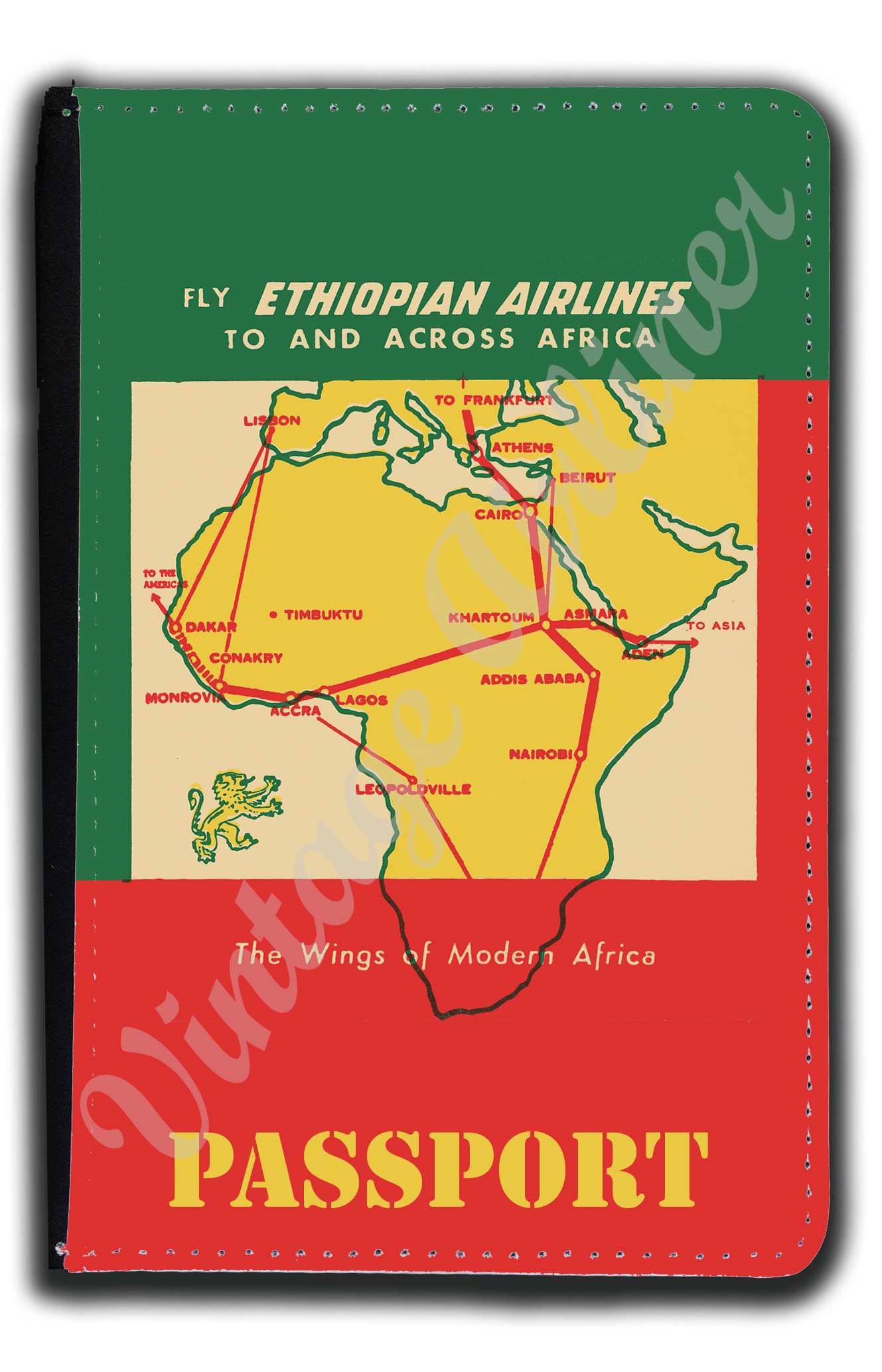 Ethiopian Airlines Vintage Bag Sticker Passport Case