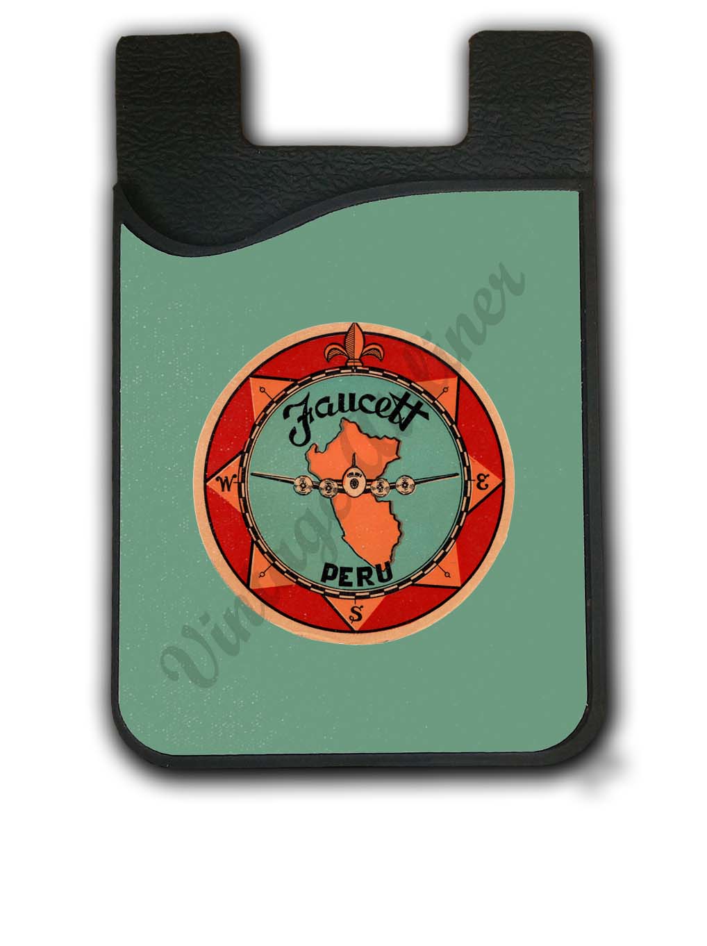 Faucett Peru Vintage Sticker Card Caddy