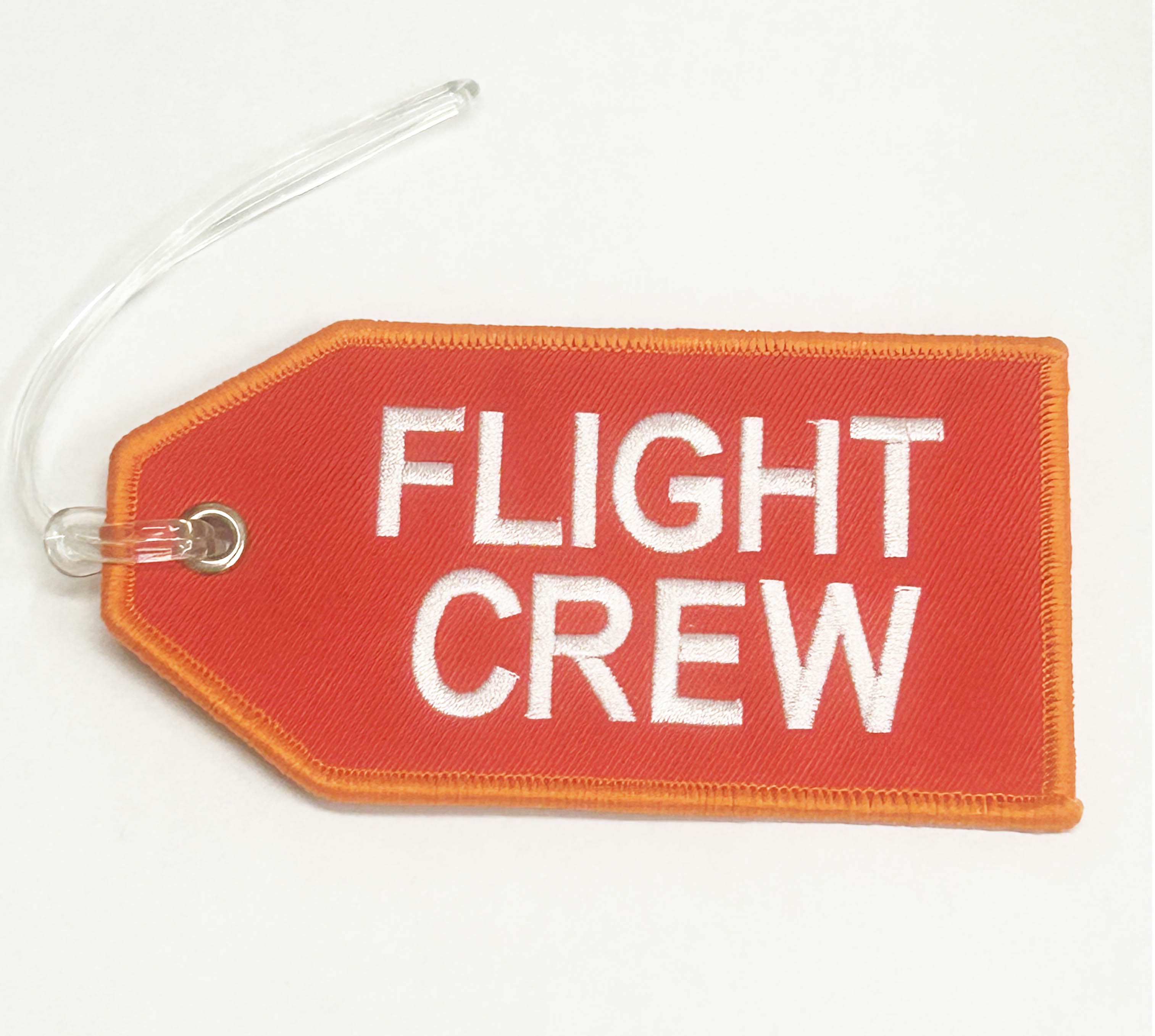 Flight Crew Bag Tag - White on Orange