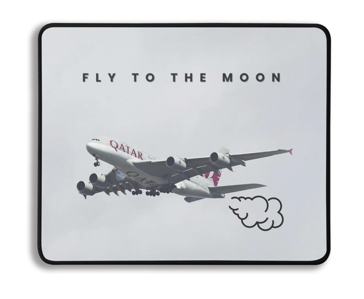 Qatar Fly Me To The Moon Plane Mousepad