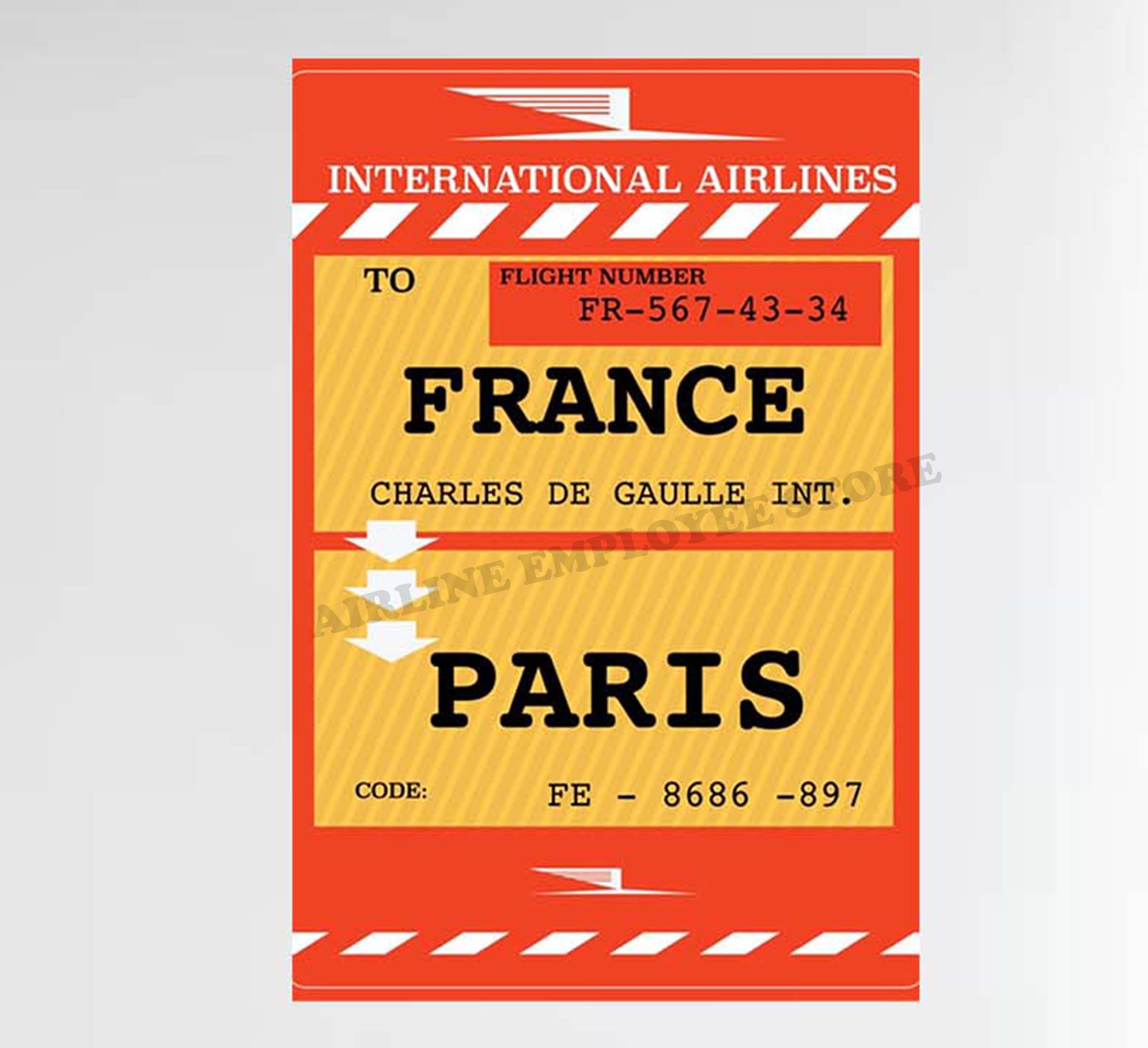 France International Bag Tag Design Decal Stickers