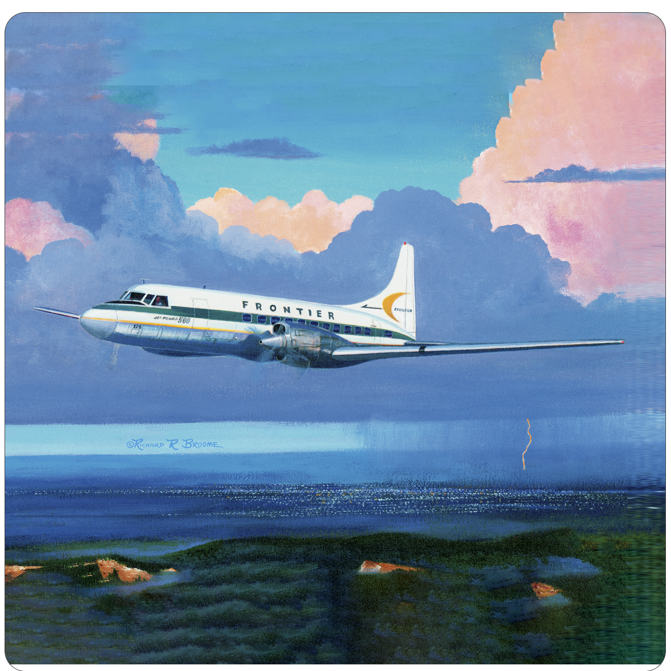 Frontier CV580 Over the Rockies Square Sandstone Coaster by Rick Broome