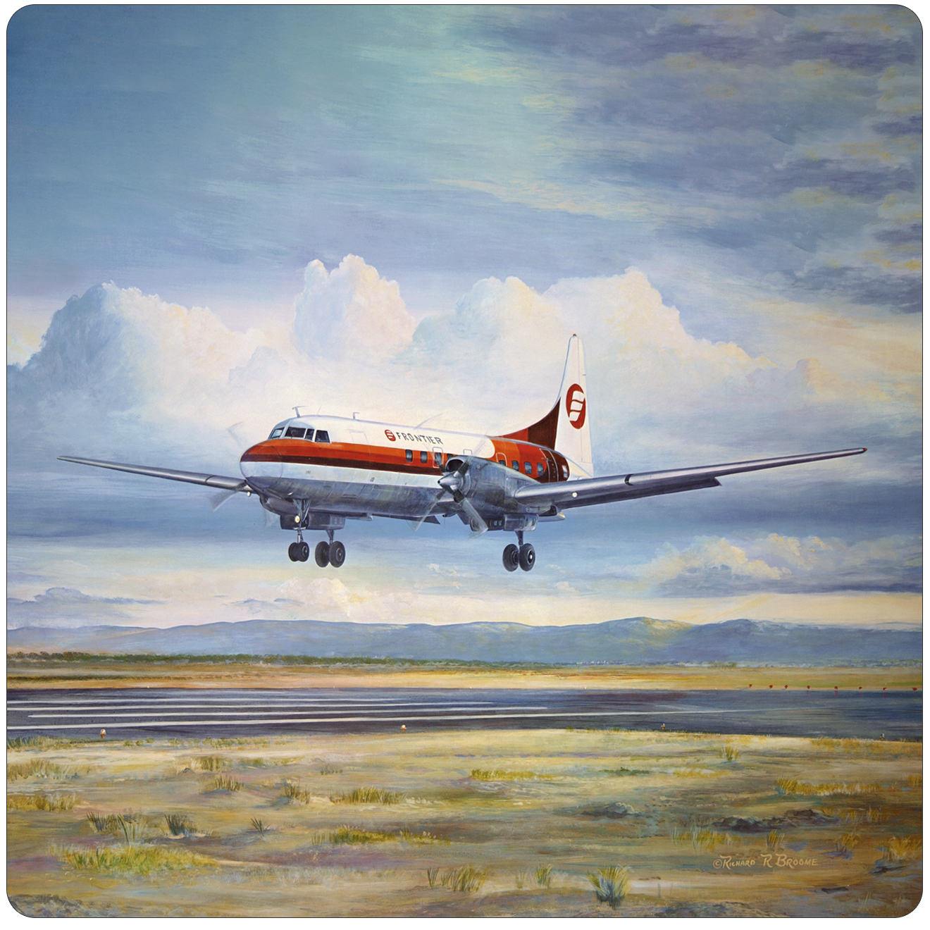 Frontier CV580 Last Livery Landing Square Sandstone Coaster by Rick Broome