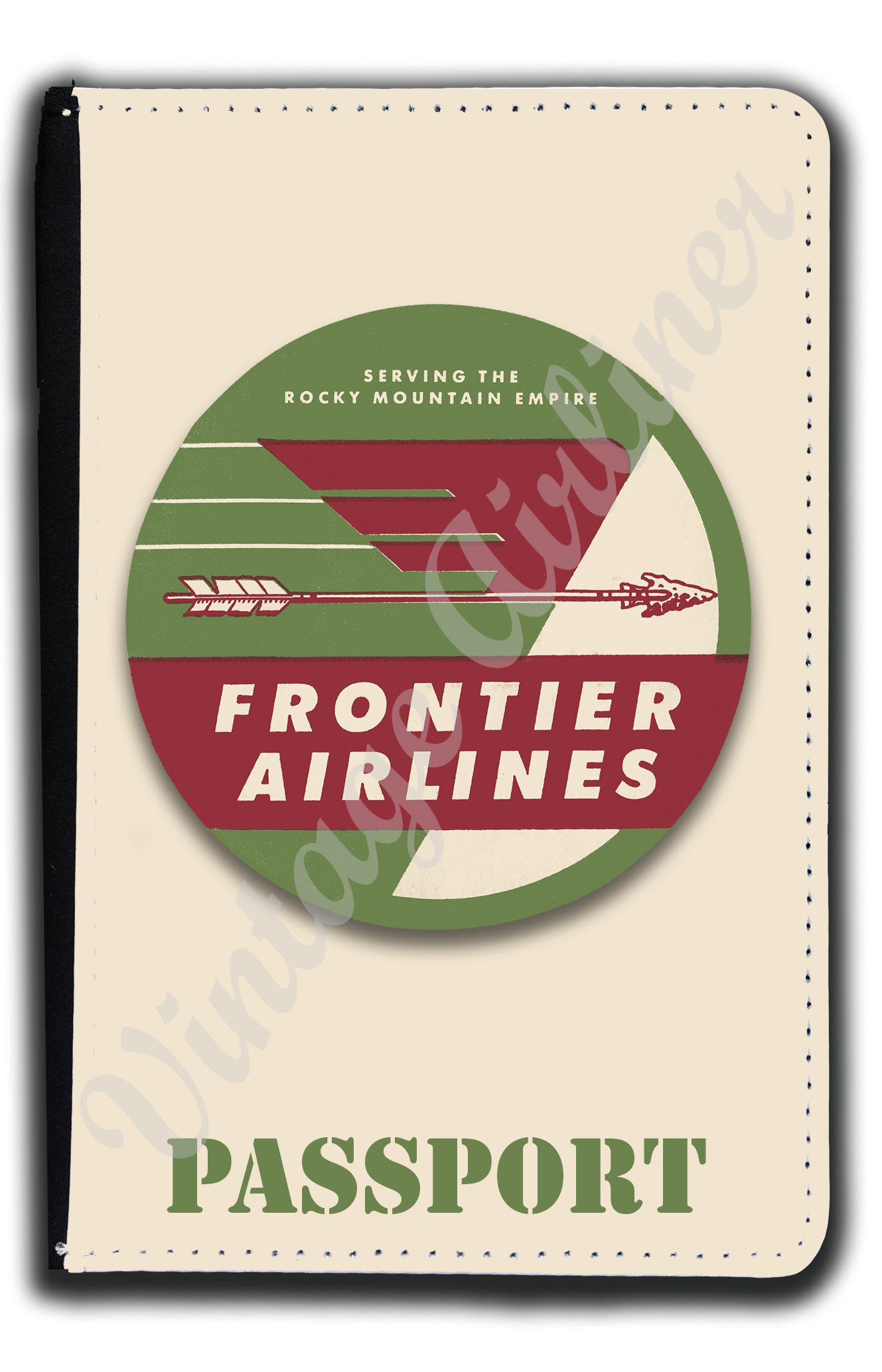 Frontier Airlines 1950's Vintage Bag Sticker Passport Case
