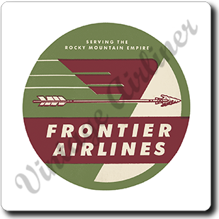 Frontier Airlines 1950's Vintage Square Sandstone Coaster