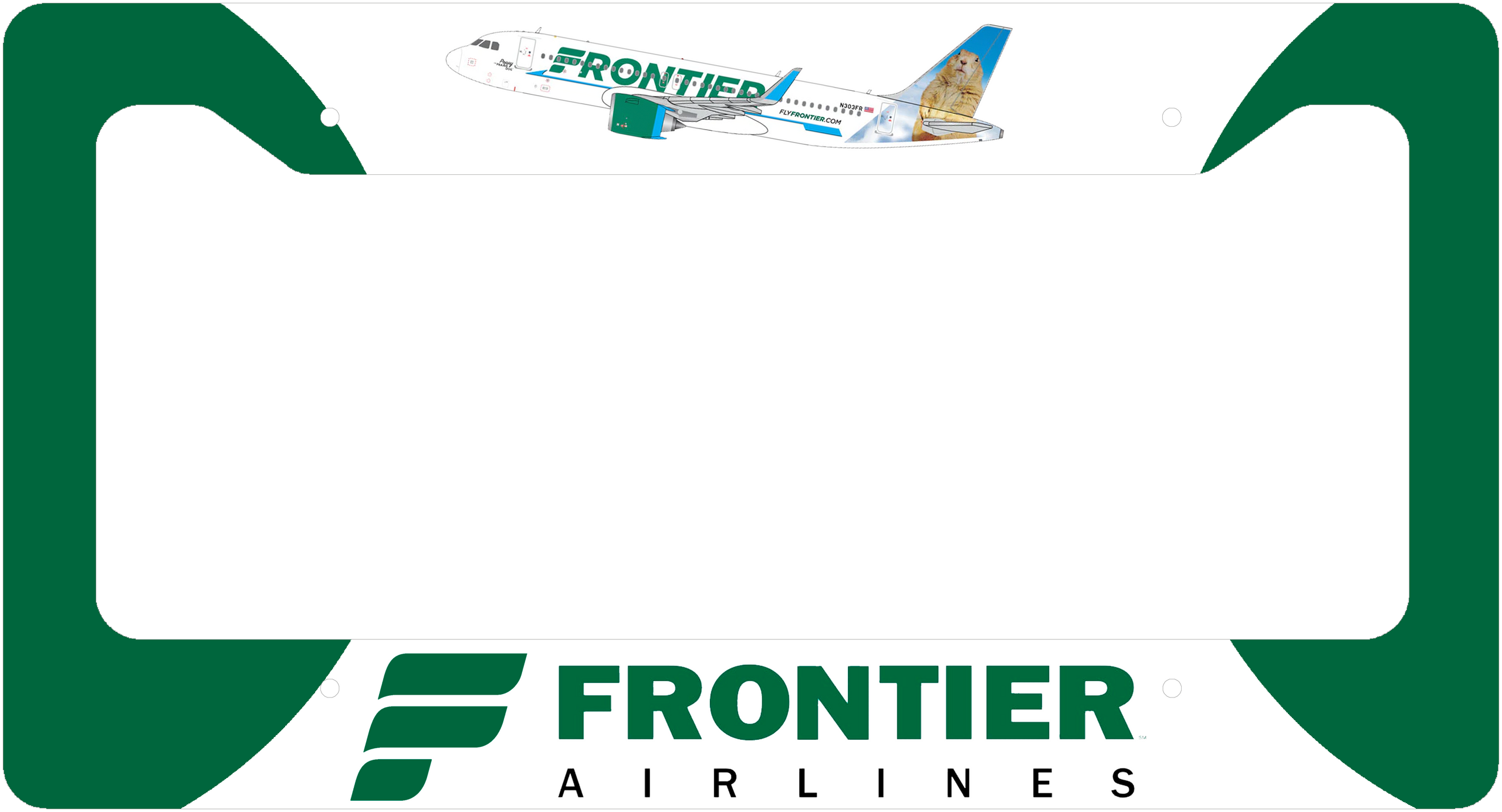 Frontier Airlines Livery - License Plate Thick Frame