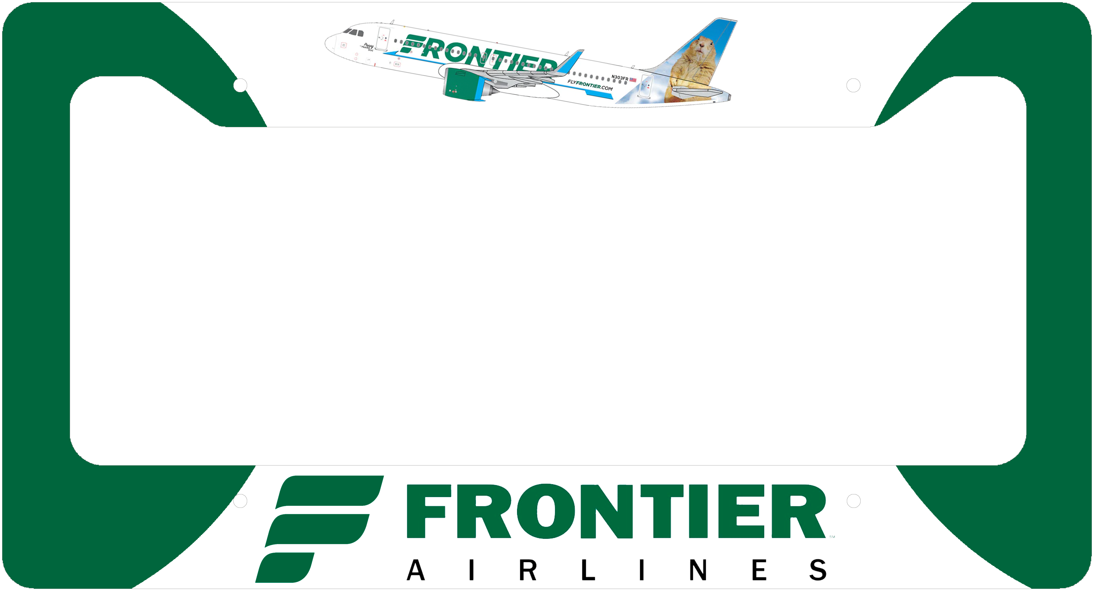 Frontier Airlines Livery - License Plate Thick Frame