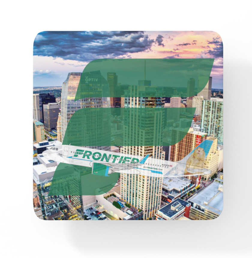 Frontier Airlines - Origin View Of Denver Colorado - Square Sandstone Coaster