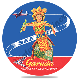 Garuda Indonesia Airlines Bali Vintage Cover Round Sandstone Coaster