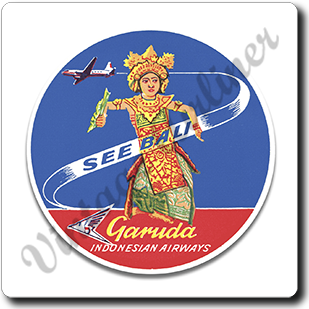 Garuda Indonesia Airlines Bali Vintage Cover Square Sandstone Coaster