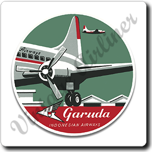 Garuda Indonesia Airlines 1950's Vintage Square Sandstone Coaster