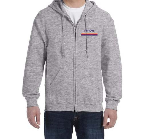 Air Cal Logo Zipped Hooded Sweatshirt Embroidered