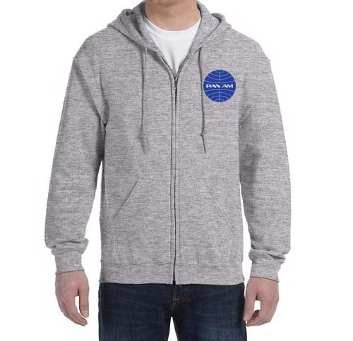 Pan Am Zipped Hooded Sweatshirt Embroidered