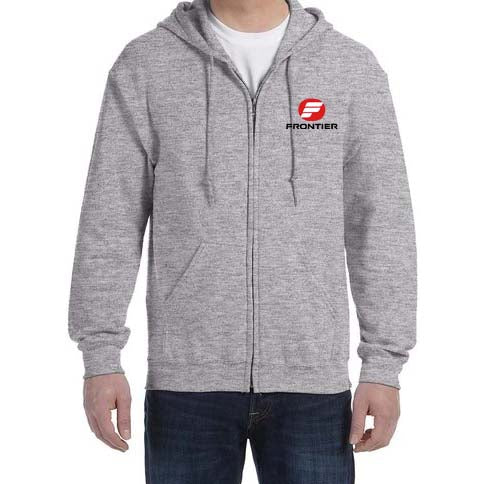 Old Frontier Airlines Zipped Hooded Sweatshirt Embroidered