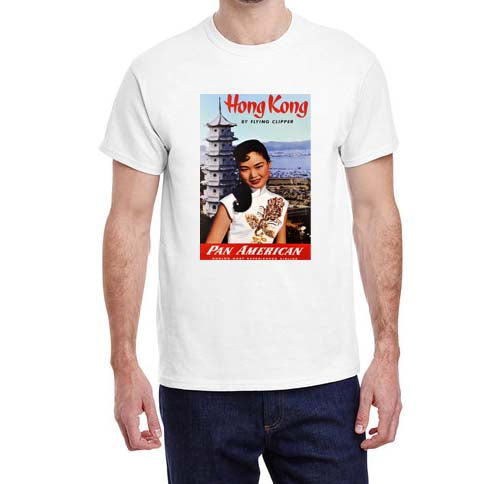 Vintage Pan Am Hong Kong Travel Poster T-shirt