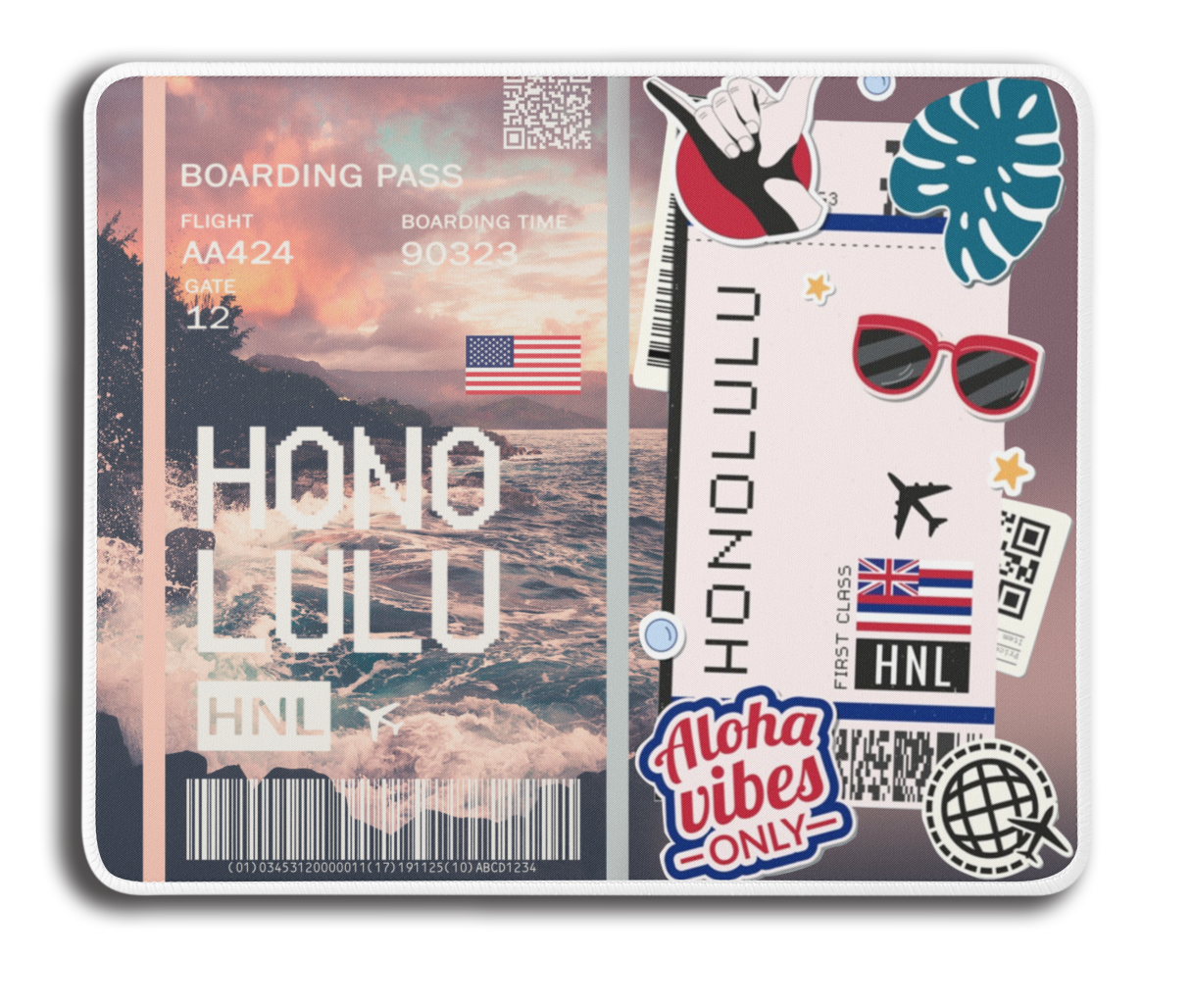 Ticket To Honolulu Collage Mousepad
