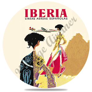 Iberia Airlines 1950's Matador Round Sandstone Coaster